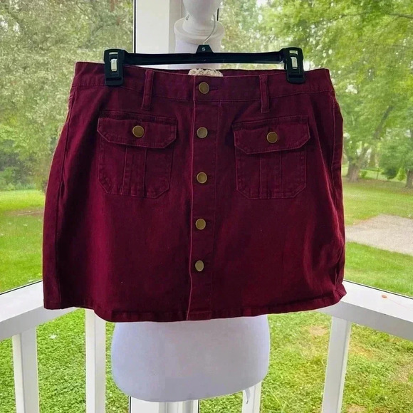 Altar’d State buttons down front pocket mini skirt large - Picture 2 of 6